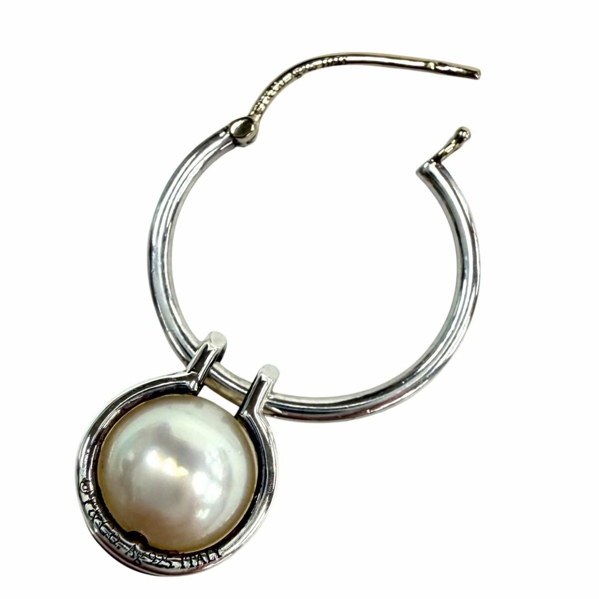 Tiffany & Co Pearl Hoop 925 Fresh Water Earrings Silver Gold Box Weight — view 7