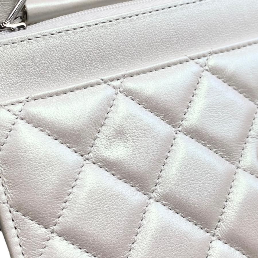 Chanel Shoulder Bag Ribbon Chain Wallet Matelasse Lambskin Coco Mark Pearly