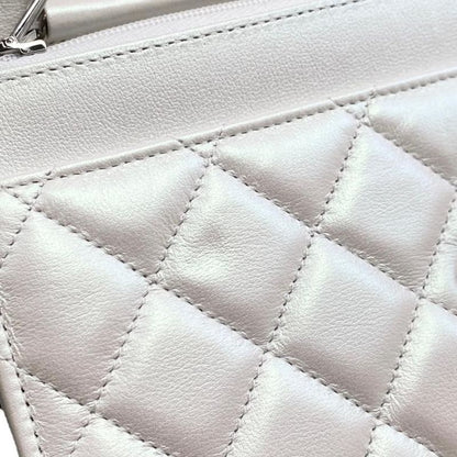 Chanel Shoulder Bag Ribbon Chain Wallet Matelasse Lambskin Coco Mark Pearly