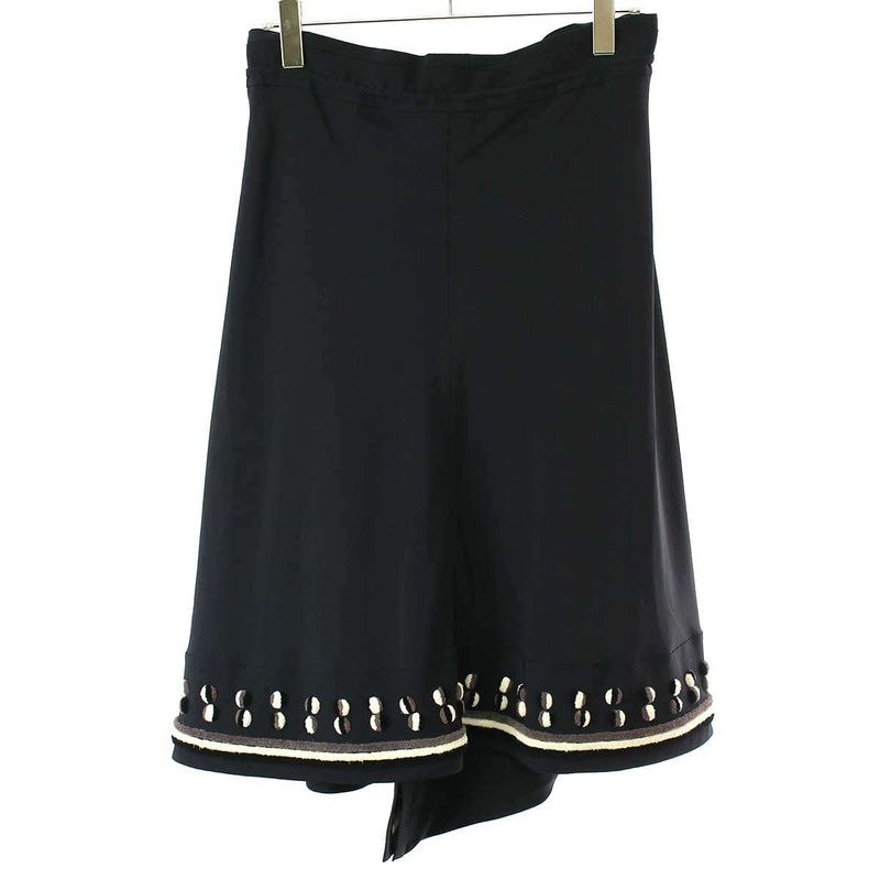 Hermes 2018 Resort Embroidery Design Silk Skirt Navy 38