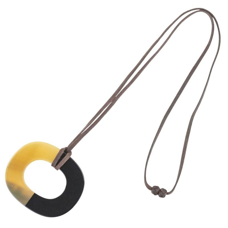Hermes Buffalo Horn Ismu Lacquer Necklace Black