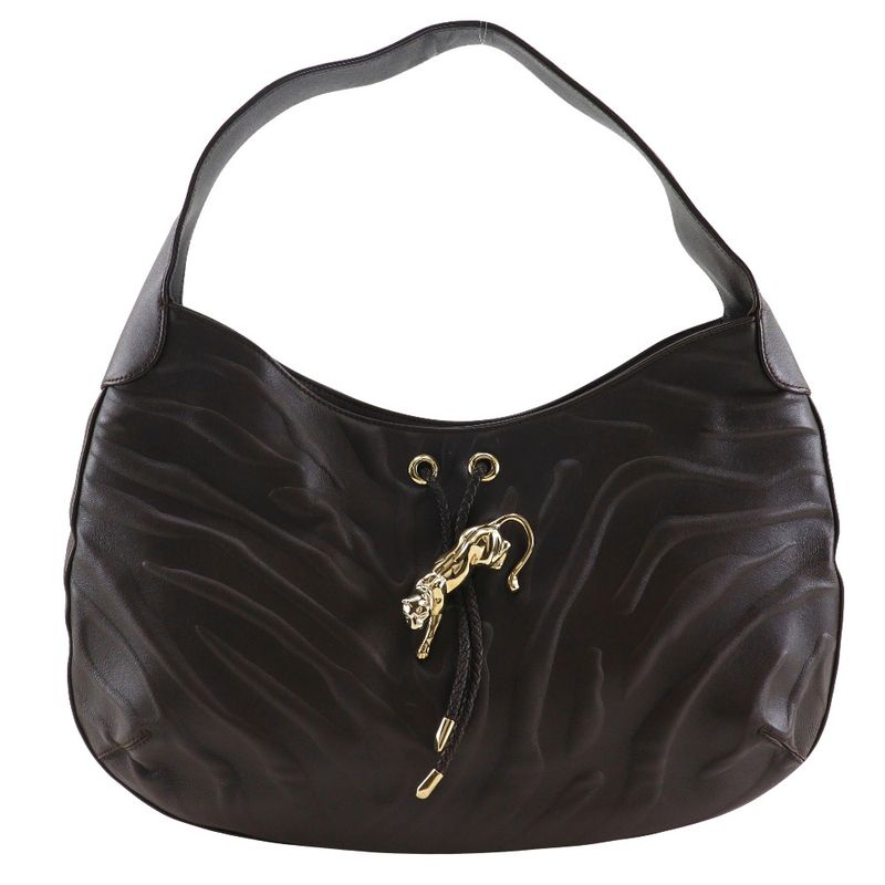 Cartier Panthère Panther Leather Brown Women's Shoulder Bag