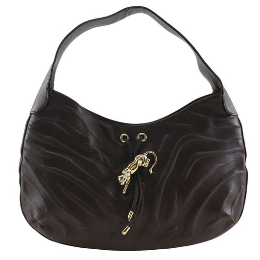 Cartier Panthère Panther Leather Brown Women's Shoulder Bag