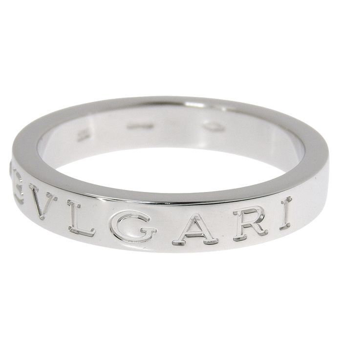 Bvlgari Double Logo Diamond Ring 18K White Gold 750 White Gold Diamond #21 Ring