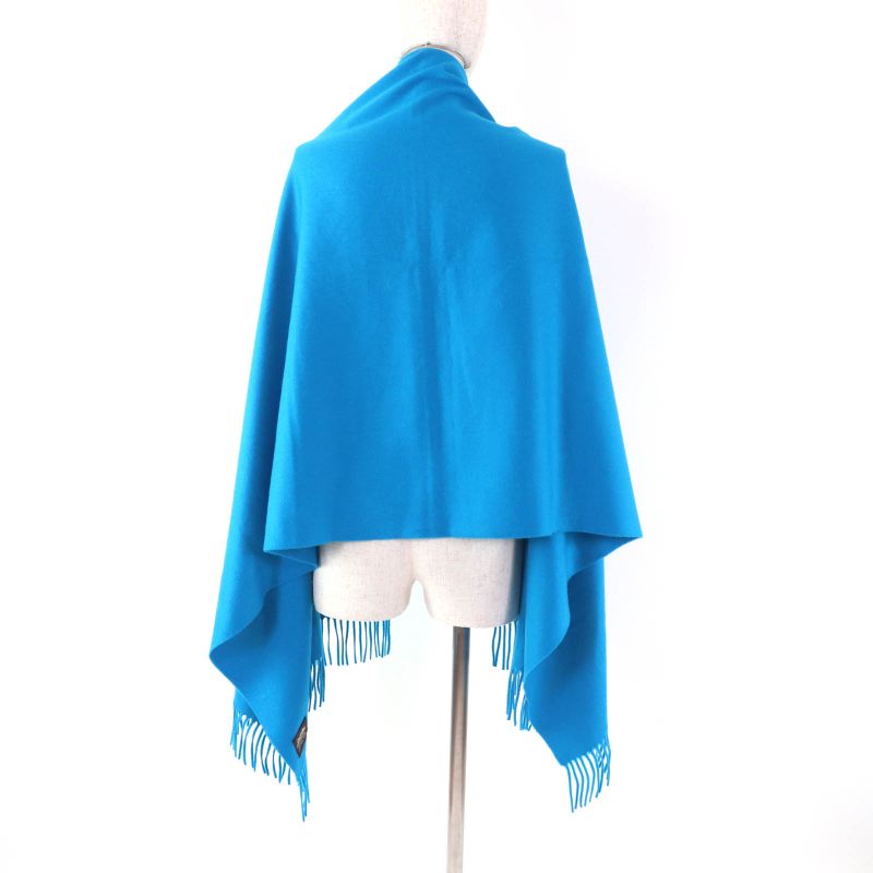 Hermes 100% Cashmere Logo Embroidered Large Size Scarf With Fringe Shawl Scarf