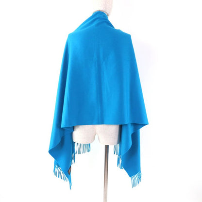 Hermes 100% Cashmere Logo Embroidered Large Size Scarf With Fringe Shawl Scarf