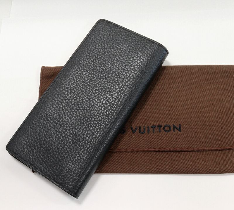 Louis Vuitton Zipper Long Wallet With Coin Purse Taurillon Leather Noir Black