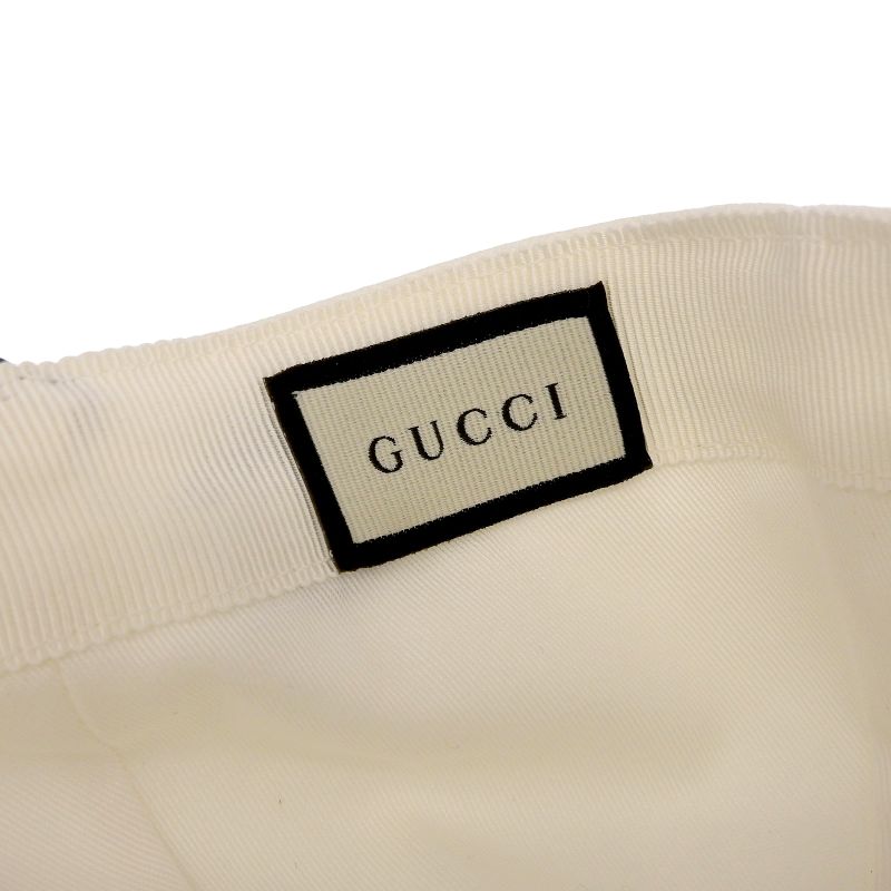 Gucci 387554 100% Cotton Webline Interlocking G Cap White XL 60cm (23.62in)