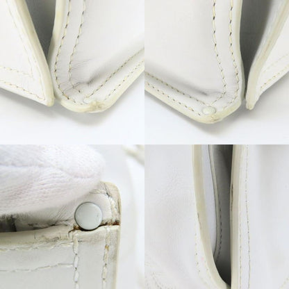 Loewe Tote Bag Crown Logo Stitch Leather Plastic White Studded Shopper Tote