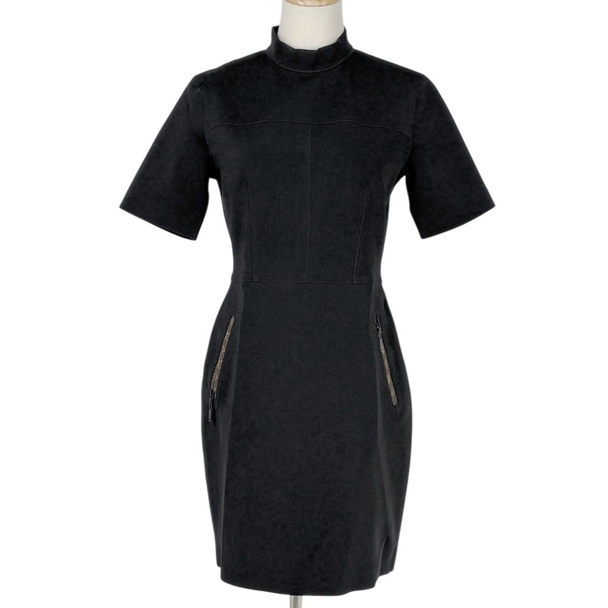 Louis Vuitton Monogram Pattern Dress Mini Skirt Nylon Polyurethane Black