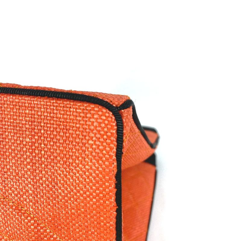 Chanel Shoulder Bag Matelasse Quilted Straw/leather Orange