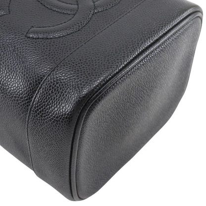 Chanel Vanity Coco Mark Handbag A01998 Caviar Skin Black Ladies Pouch