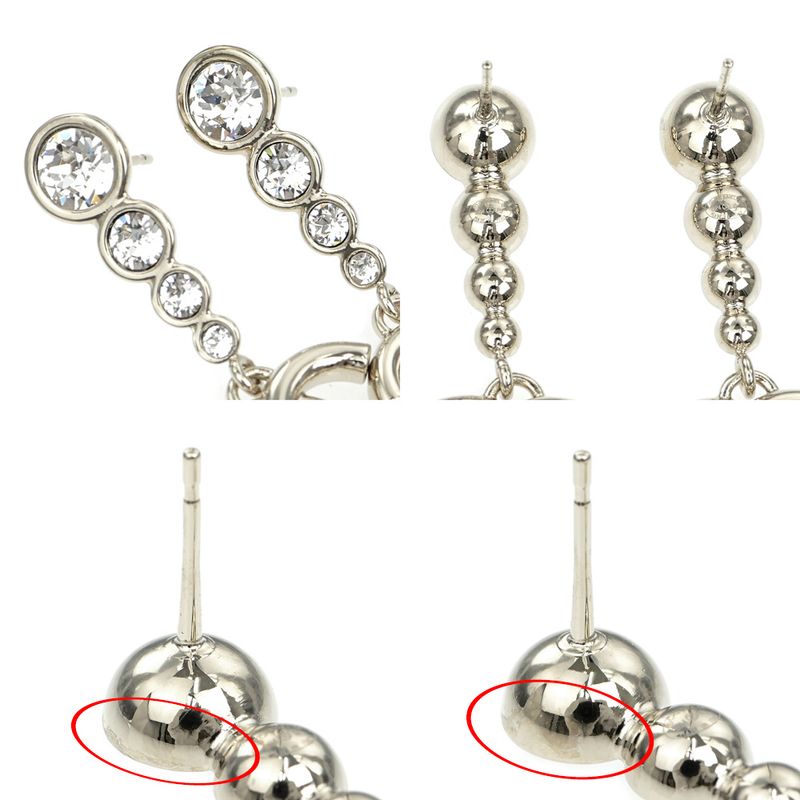 Pair Of Chanel Earrings Coco Mark CC Mark Abe124 B24 B Silver Accessorie