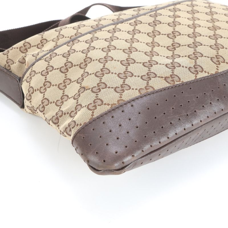 Gucci GG Canvas Perforated Leather Shoulder Bag Crossbody Messenger Business
