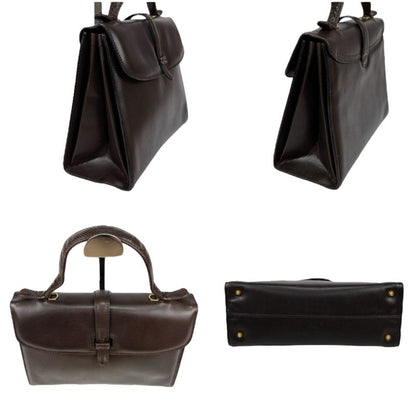 Bottega Veneta Marco Polo 2WAY Top Handle Bag Shoulder Bag Dark Brown Pvcleather