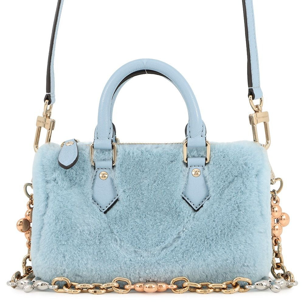 Louis Vuitton Handbag Mink Leather Nano Speedy 2-Way Sky Blue