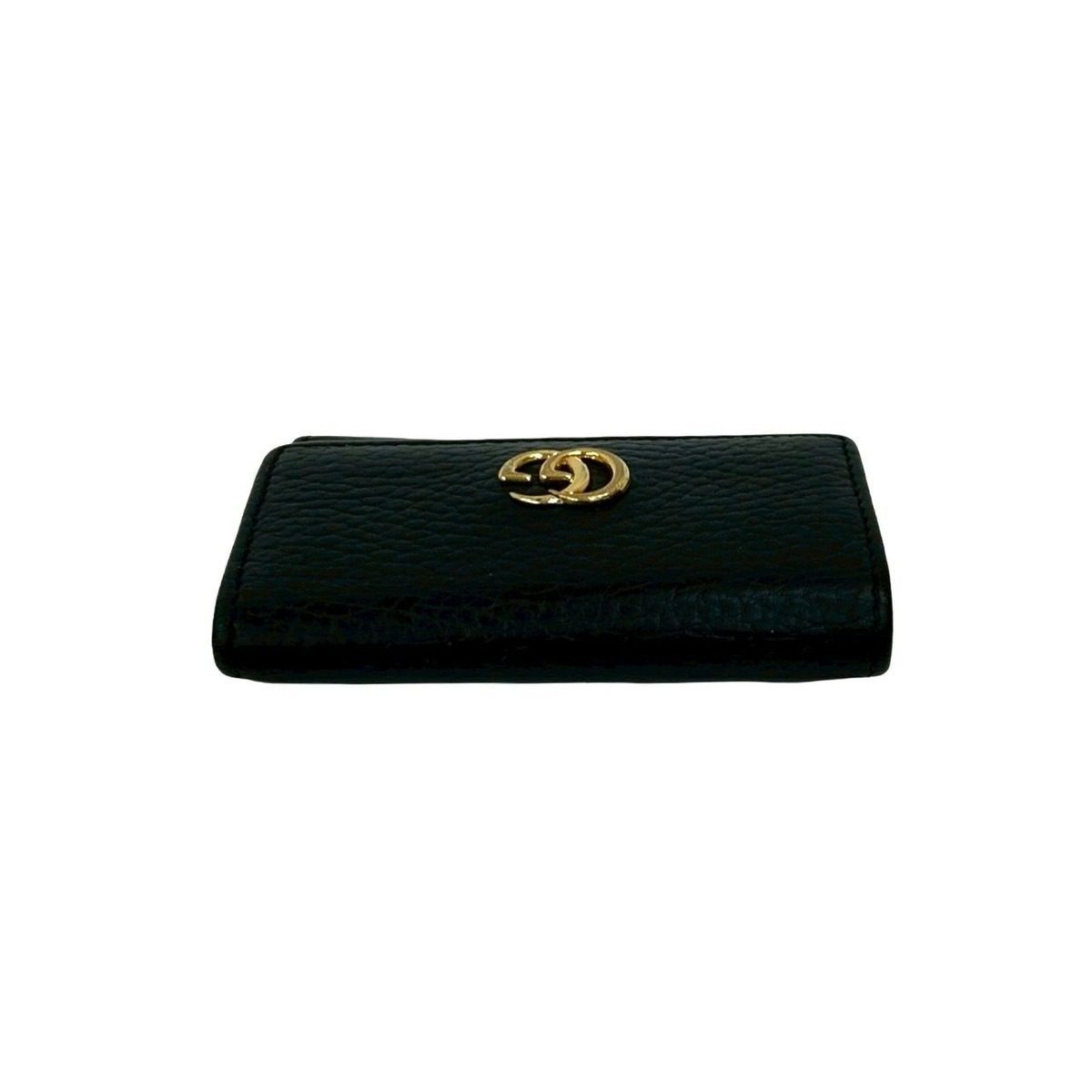 Gucci GG Marmont Logo Leather Trifold Key Case Key Cover Key Ring Black — view 3