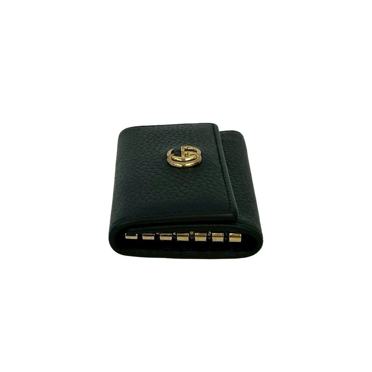 Gucci GG Marmont Logo Leather Trifold Key Case Key Cover Key Ring Black — view 4