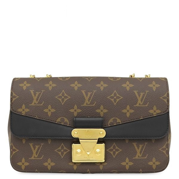 Louis Vuitton Shoulder Bag Sac Malso Monogram Canvas Leather Noir Gold Chain