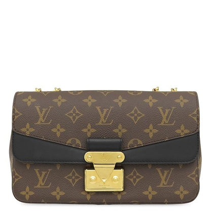 Louis Vuitton Shoulder Bag Sac Malso Monogram Canvas Leather Noir Gold Chain