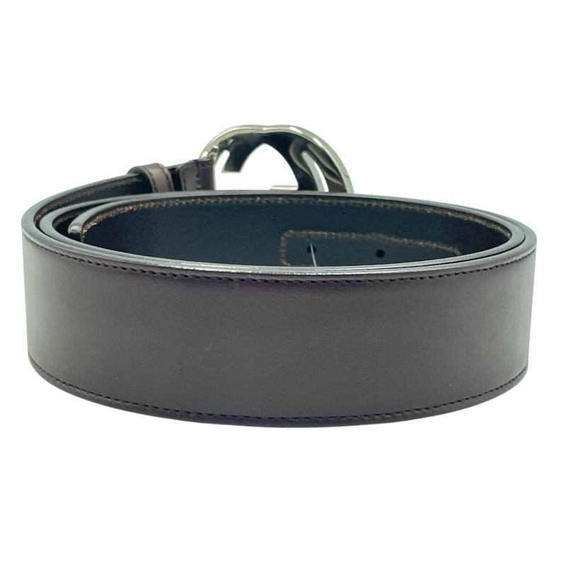 Gucci Belt GG Logo Silver Leather