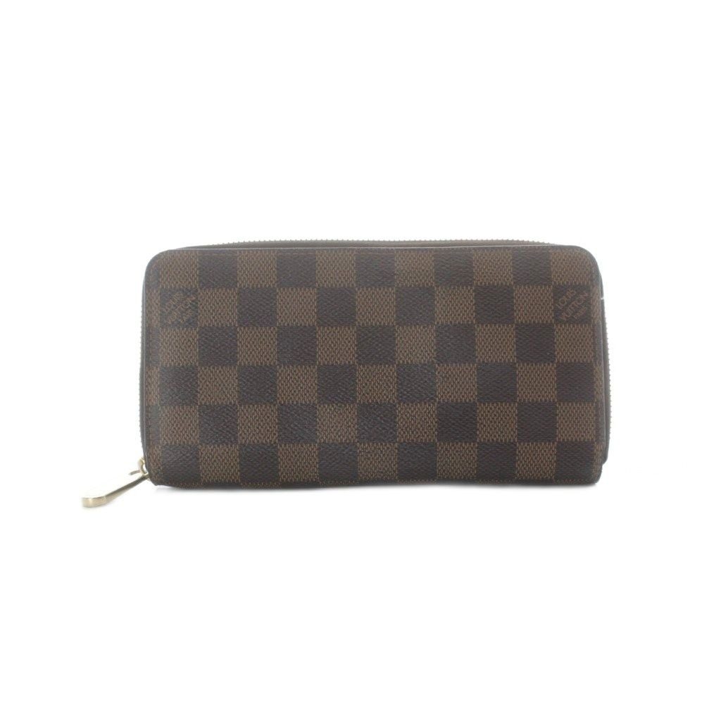 Louis Vuitton Zippy Wallet Zip Around Coin Purse Bill Brown Damier Checkered