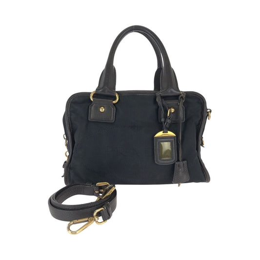 Prada Black Gold Nylon Leather Handbag