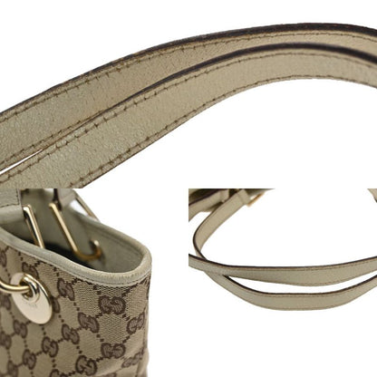 Gucci Shoulder Tote Bag GG Pattern Brown Canvas Leather 64ka689