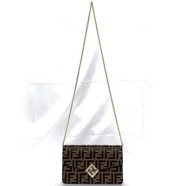 Fendi 2way Chain Shoulder Bag Brown FF Diamond
