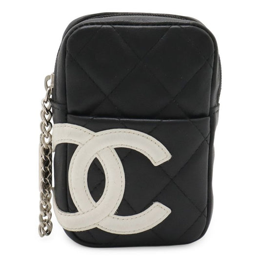 Chanel Cambon Line Cigarette Case Tobacco IQOS Pouch Leather Black