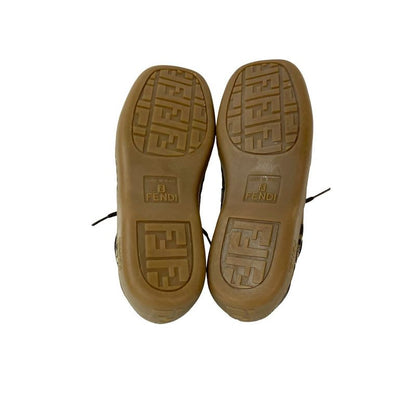Fendi FF Zucca Pattern Leather Canvas Sneakers Size 37 Shoes
