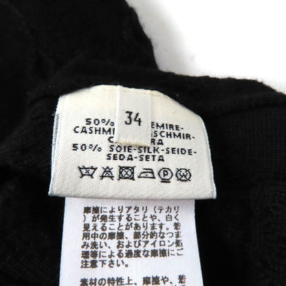 Hermes Cashmere Silk Blend Crew Neck French Sleeve Dress Black 34 Made In Italy