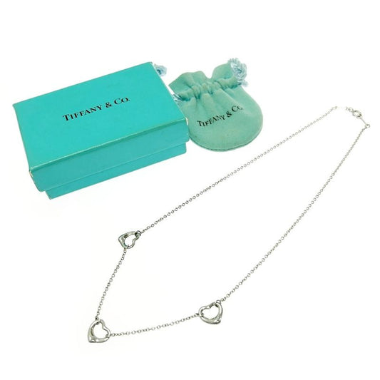 Tiffany & Co Silver Elsa Peretti Open Heart 3strand Necklace 4.3g 925 Engraved
