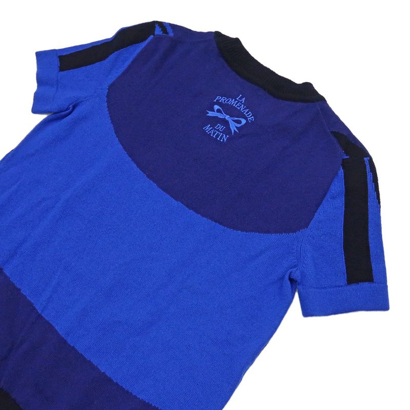 Hermes Short Sleeve Knit Morning Walk 34 Size Blue 2h2645d2 Cashmere