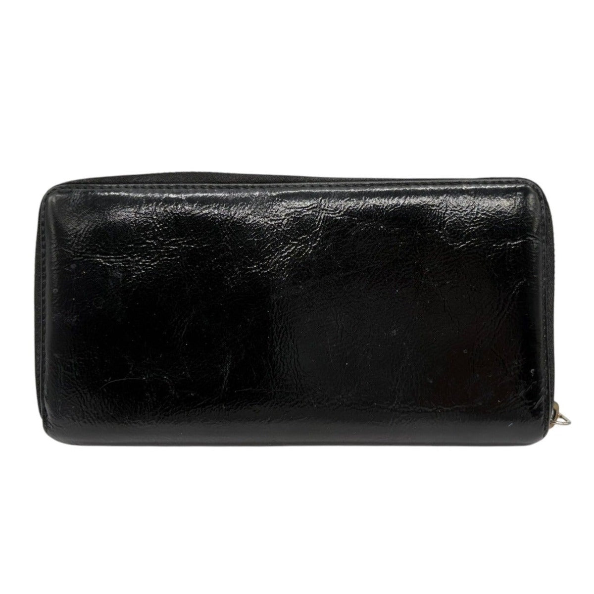 Saint Laurent Yves YSL Wallet Round Zip Patent Leather Enamel Black Gold Big — view 3