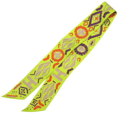 Hermes Twilly Kelly en Perles Logo Silk Yellow Purple Orange Scarf