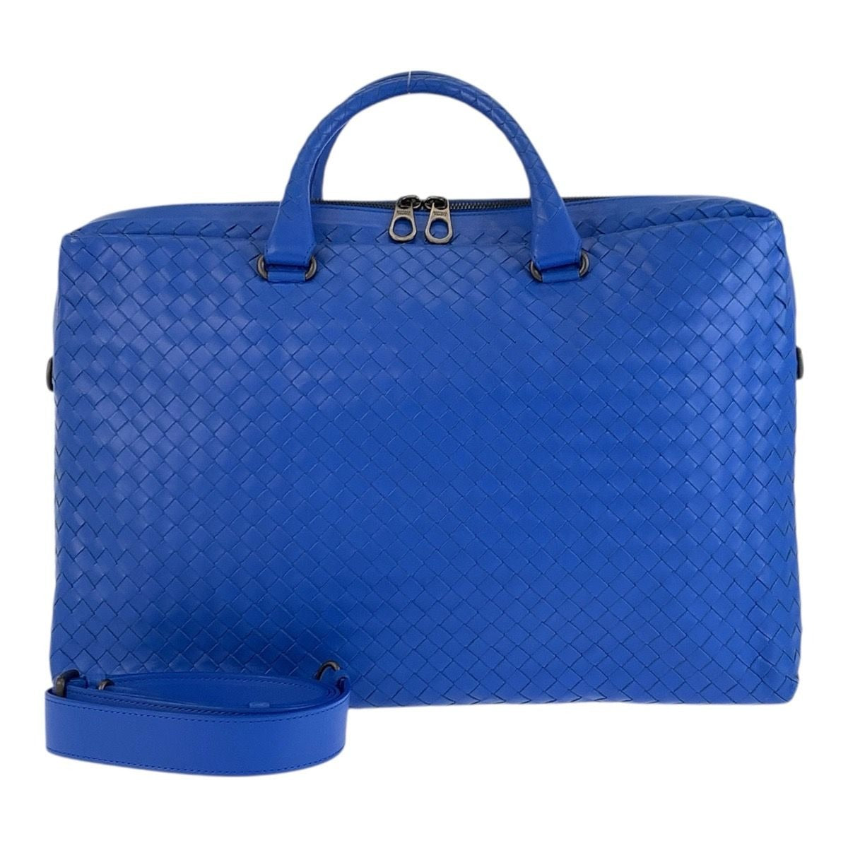 Bottega Veneta Intrecciato Blue Leather Business Bag