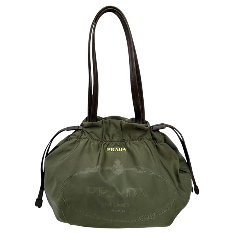 Prada Logo Nylon Draw String Tote Bag Logo Nylon Draw String Tote Bag Br4366