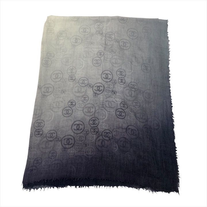 Chanel CC Logo Gradient Cashmere Large Shawl Scarf