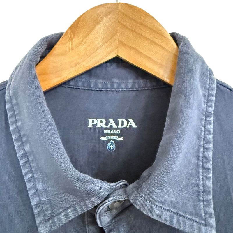 23aw Prada Used Cotton Pique Short Sleeve Polo Shirt Size M Navy Men's Used