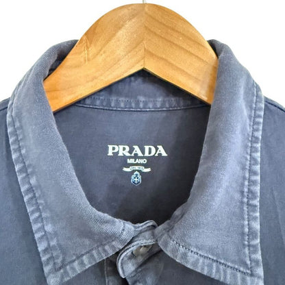 23aw Prada Used Cotton Pique Short Sleeve Polo Shirt Size M Navy Men's Used