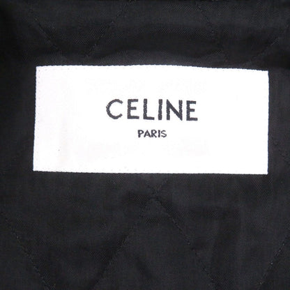 Celine Sheep Leather Cupra Stand Collar Lamb Single Rider Jacket Black 44 — view 10