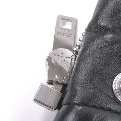 Celine Sheep Leather Cupra Stand Collar Lamb Single Rider Jacket Black 44 — view 5