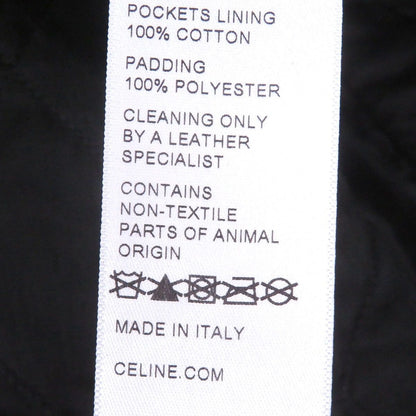 Celine Sheep Leather Cupra Stand Collar Lamb Single Rider Jacket Black 44 — view 8