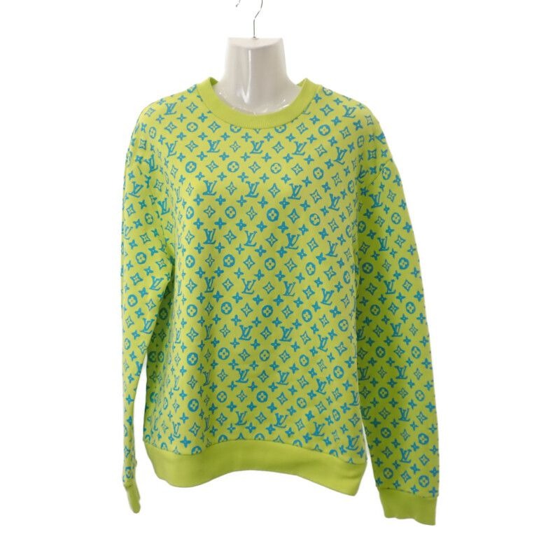 Louis Vuitton Monogram Print Crewneck Size M Sweatshirt Cotton Lime Light