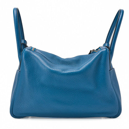 Hermes Lindy 30 2-way Shoulder Bag Taurillon Clemence Blue Baon And Blue Paon