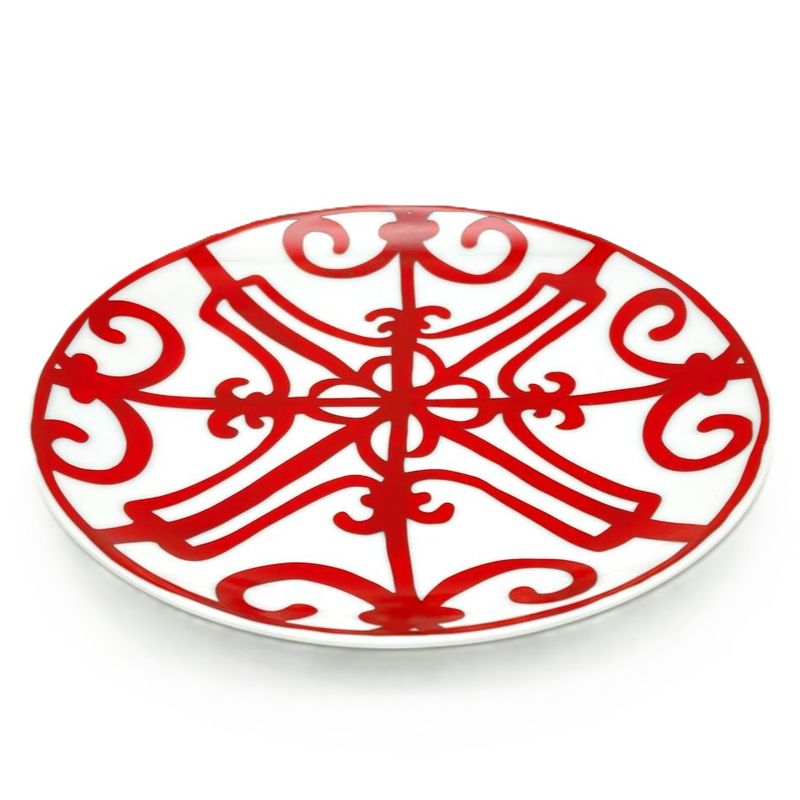 Hermes Gadarkivir Plate Porcelain Red White 17cm (669in) Tableware