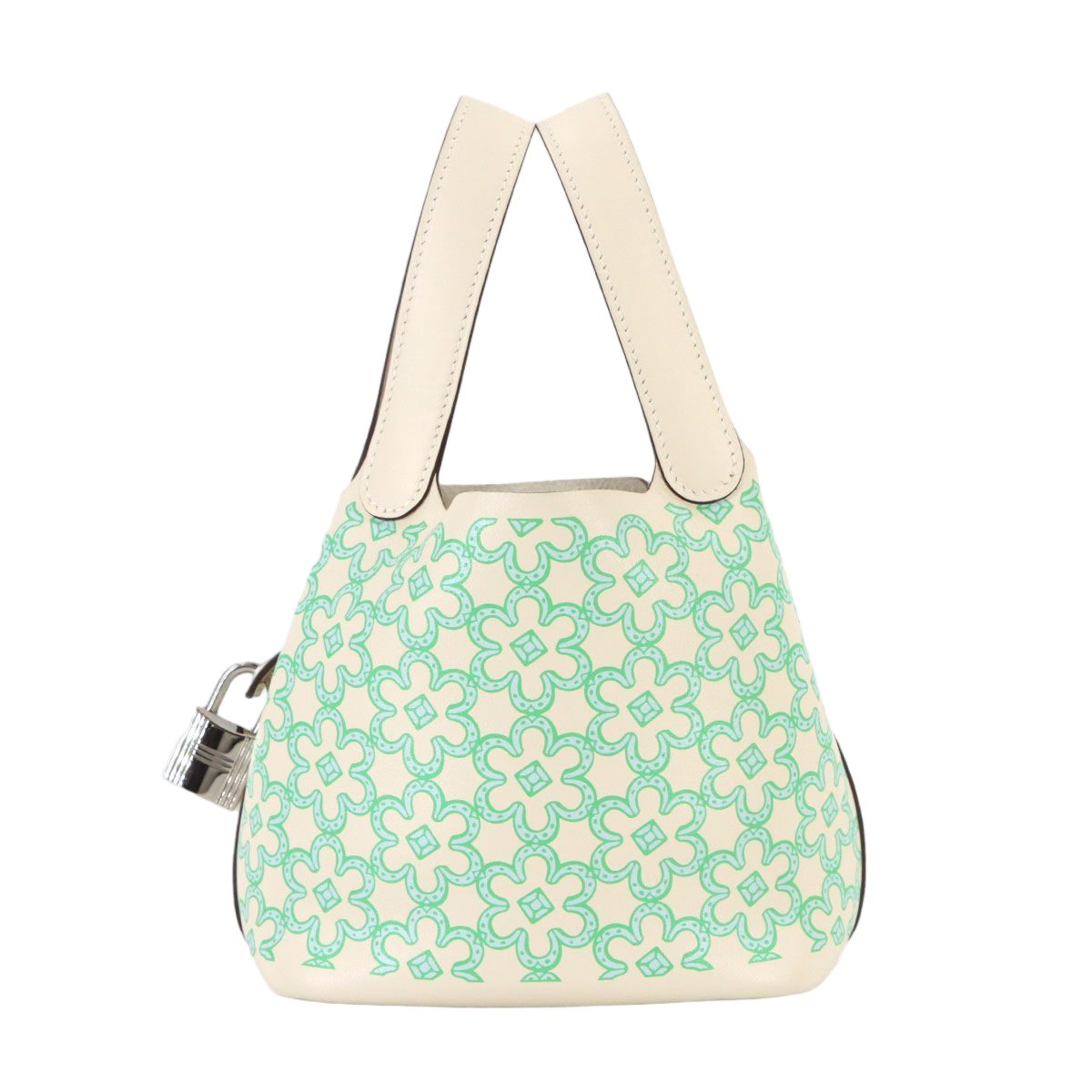 Hermes Picotin Lock Micro Lucky Digi Hand Bag Swift Nata Vert Blanc