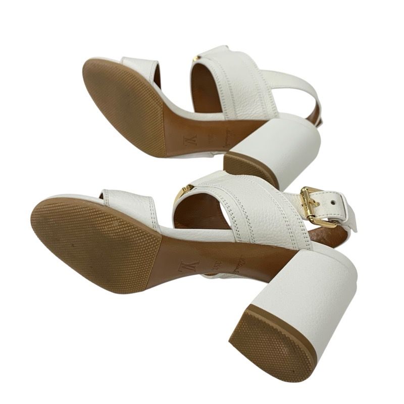 Louis Vuitton Horizon Line Sandals Shoes Leather White Gold Lvhardware Strap