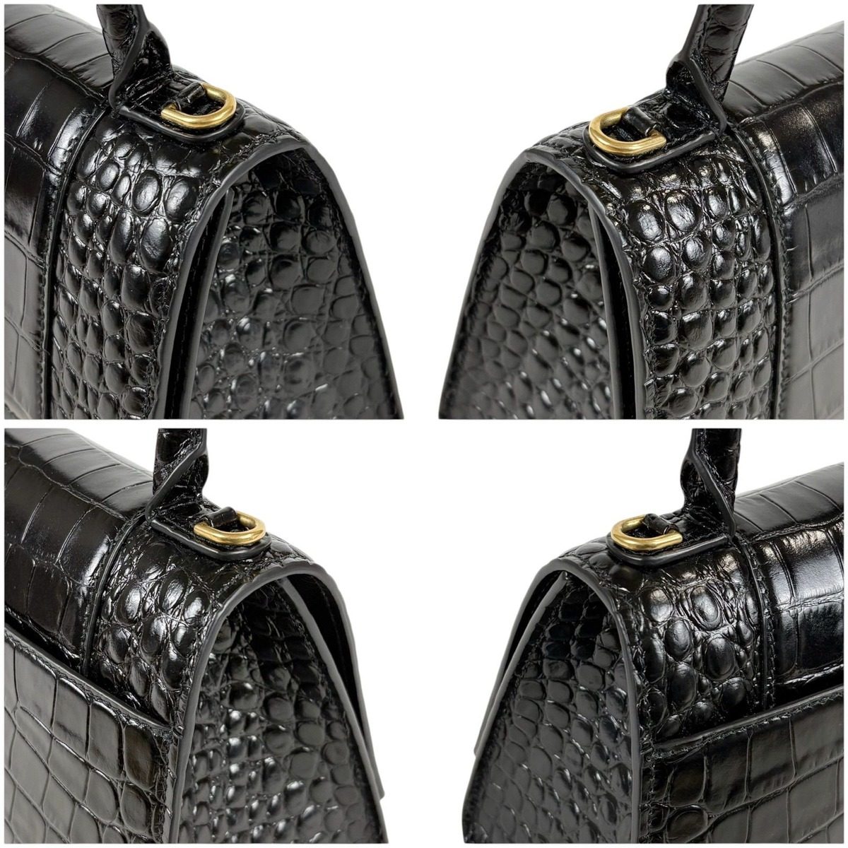 Balenciaga Hour Glass 2-Way Mini Shoulder Bag Black Gold Leather — view 5